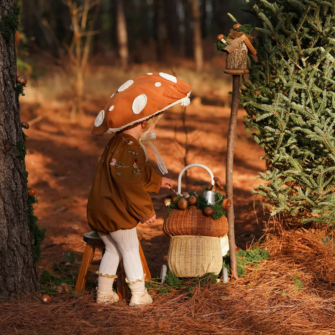 Rattan Mushroom Luggy Basket in Natural by Olli Ella