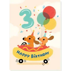 3rd Birthday Hotdog Greetings Card by Grace Habib for Stormy Knight