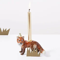 Red Fox Party Animal Ceramic Cake Topper by Camp Hollow