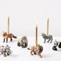 Red Fox Party Animal Ceramic Cake Topper by Camp Hollow