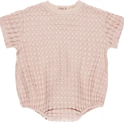 Relaxed Short Sleeve Bubble Romper in Bubblegum by Quincy Mae