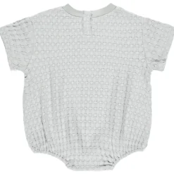 Relaxed Short Sleeve Bubble Romper in Sky by Quincy Mae