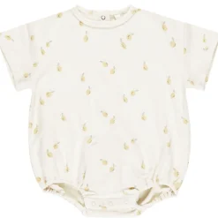 Relaxed Short Sleeve Bubble Romper in Lemons by Quincy Mae