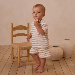 Relaxed Tee in Grapefruit Stripe by Rylee & Cru