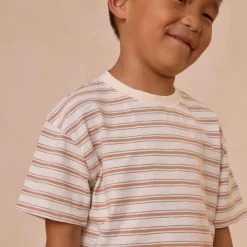 Relaxed Tee in Grapefruit Stripe by Rylee & Cru