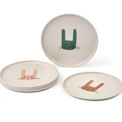 Remco Plates Set in Bunny / Sandy (6 Pack) by Liewood