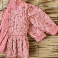 Reversible Quilted Jacket in Rosa Bloom Print Denim by Bonjour - Last One In Stock - 2 Years