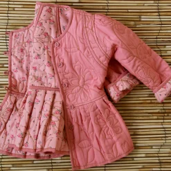 Reversible Quilted Jacket in Rosa Bloom Print Denim by Bonjour - Last One In Stock - 2 Years