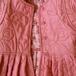 Reversible Quilted Jacket in Rosa Bloom Print Denim by Bonjour - Last One In Stock - 2 Years