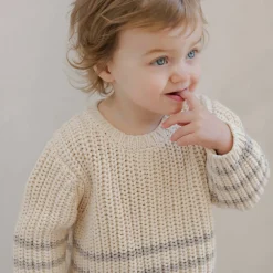 Rex Sweater in Fog Stripe by Quincy Mae