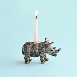 Rhino Party Animal Ceramic Cake Topper by Camp Hollow