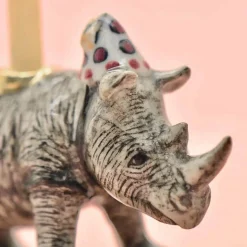 Rhino Party Animal Ceramic Cake Topper by Camp Hollow