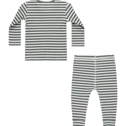 Ribbed Tee and Legging Set in Indigo Stripe by Quincy Mae
