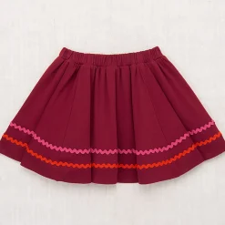 Rickrack Circle Skirt in Cranberry by Misha & Puff