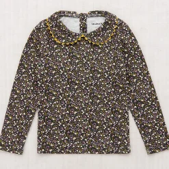 Rickrack Peter Pan Top in Carbon /Periwinkle Mini Floral by Misha & Puff