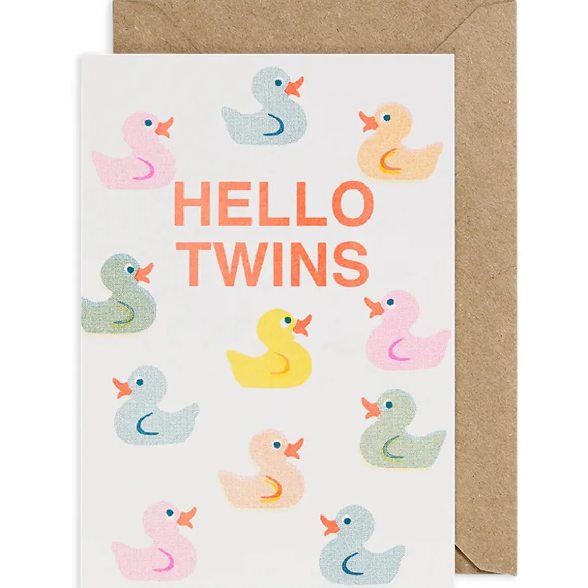 Riso Ducks Hello Twins Greetings Card by Petra Boase