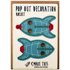 Rocket Pop Out Decoration And Greetings Card by The Pop Out Card Company