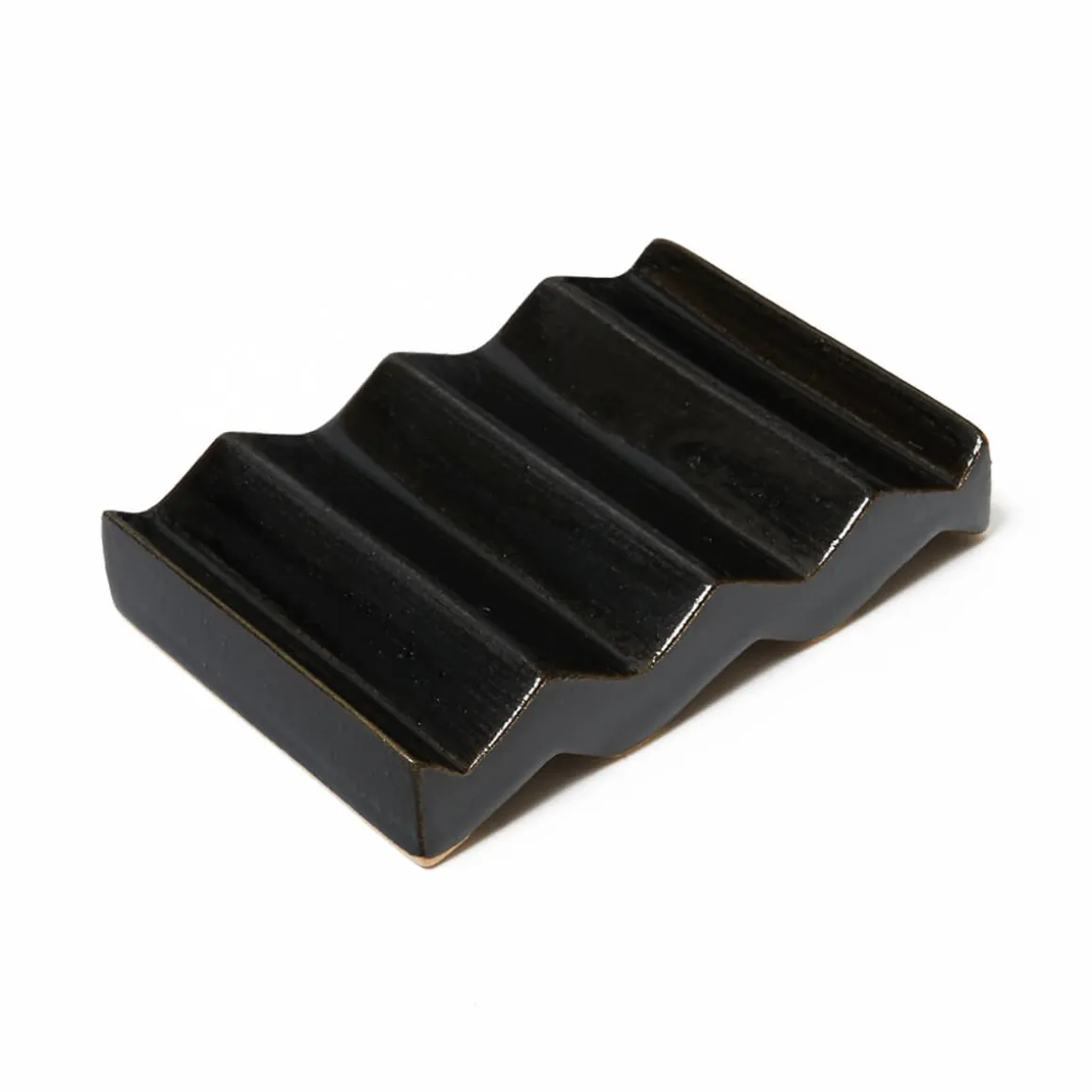 Rocky M. Handmade Ceramic Soap Dish in Black by Oba Studios