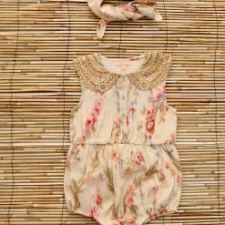 Romper With Scarf in Antoinette Print by Bonjour