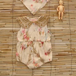 Romper With Scarf in Antoinette Print by Bonjour