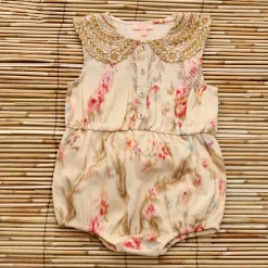 Romper With Scarf in Antoinette Print by Bonjour