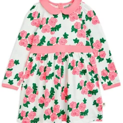 Roses AOP Long Sleeve Dress in Pink by Mini Rodini - Last One In Stock - 140/146 (9-11 Years)