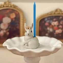Royal White Rabbit Ceramic Cake Topper by Camp Hollow