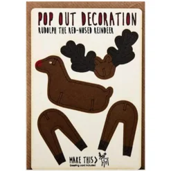 Rudolph Pop Out Decoration And Christmas Card by The Pop Out Card Company