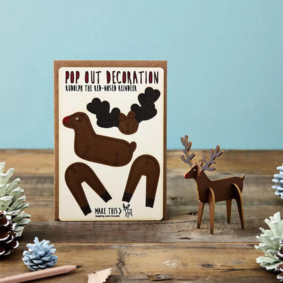 Rudolph Pop Out Decoration And Christmas Card by The Pop Out Card Company
