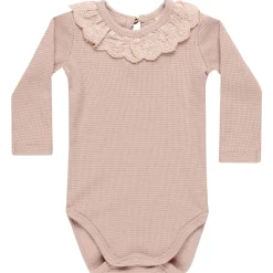 Ruffle Collar Bodysuit in Blush by Quincy Mae - Last Ones In Stock - 0-6 Months