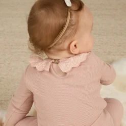 Ruffle Collar Bodysuit in Blush by Quincy Mae - Last Ones In Stock - 0-6 Months