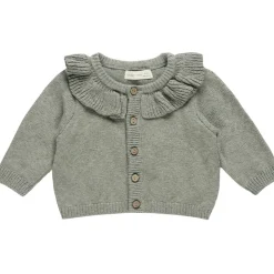 Ruffle Collar Cardigan in Basil by Quincy Mae