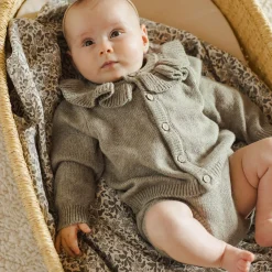 Ruffle Collar Cardigan in Basil by Quincy Mae