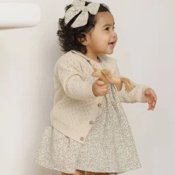 Ruffle Collar Cardigan in Natural by Quincy Mae