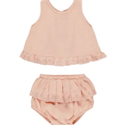 Ruffled Tulip Top + Bloomer Set in Melon by Quincy Mae