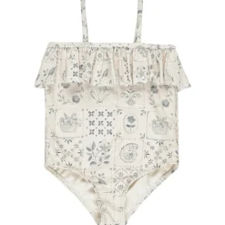 Ruffle One-Piece Swimsuit in Tile by Rylee & Cru