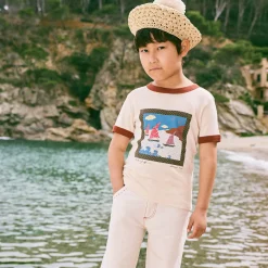Sailboat Collage Ringer Tee in Bisque by Misha & Puff