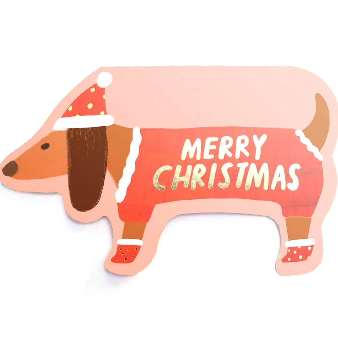 Sausage Dog Christmas Card by Carolyn Suzuki for 1973