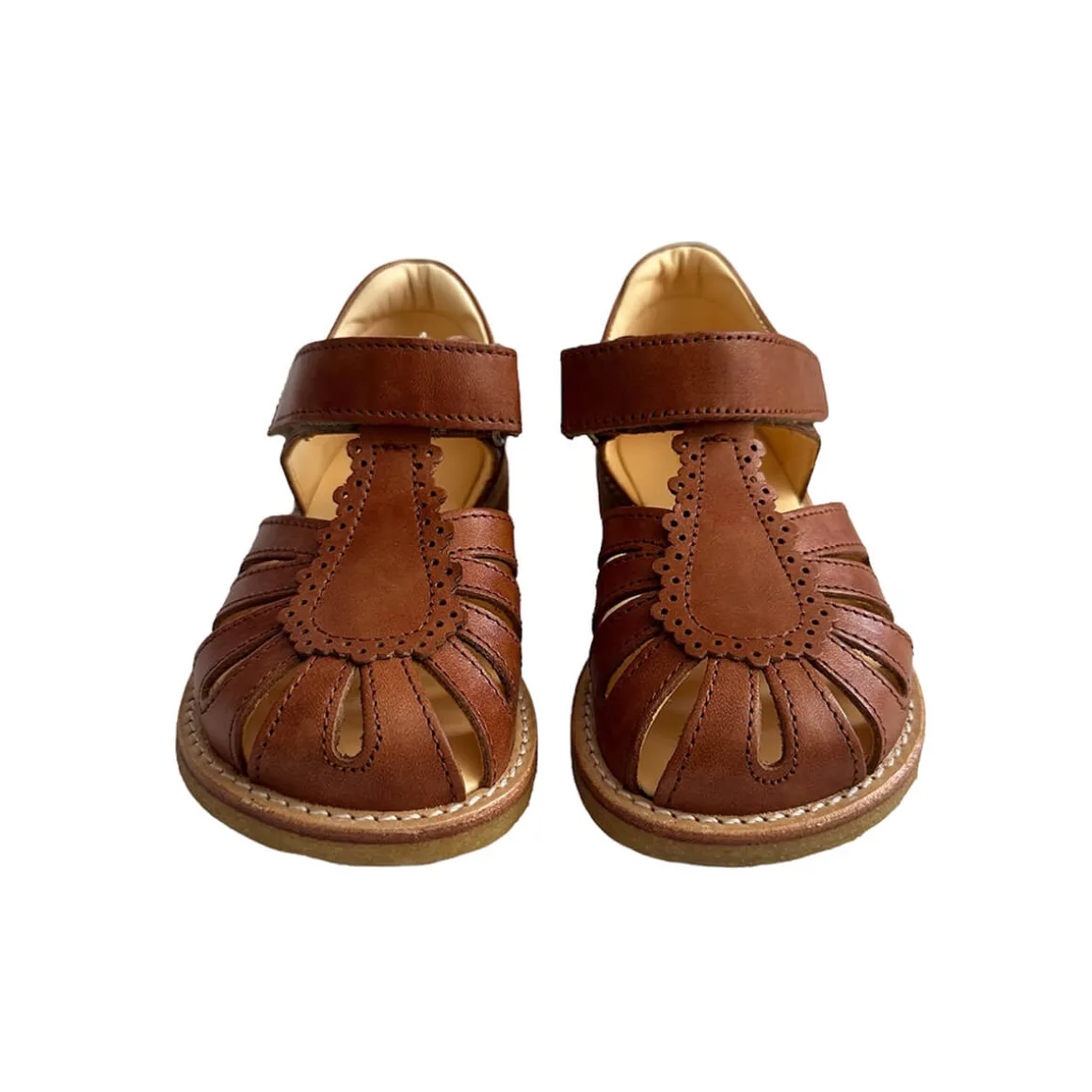 Scallop Detail Sandals in Tan by Angulus