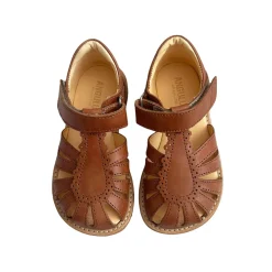 Scallop Detail Sandals in Tan by Angulus
