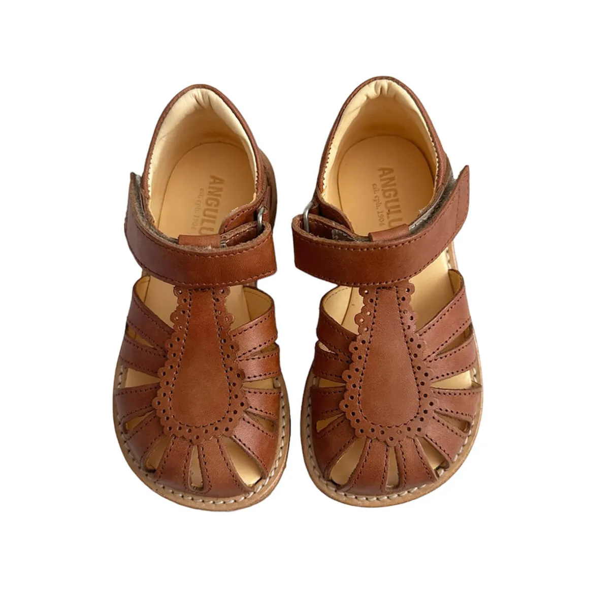 Scallop Detail Sandals in Tan by Angulus