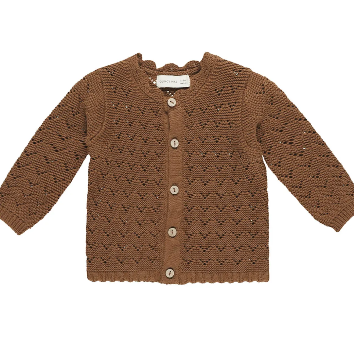 Scalloped Cardigan in Cinnamon by Quincy Mae