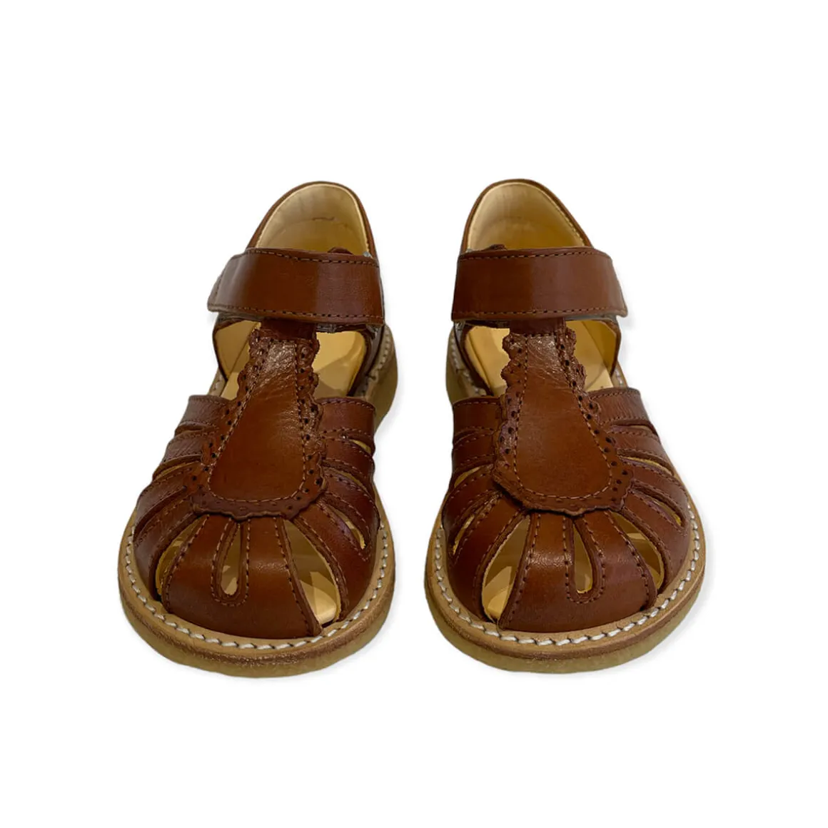 Scallop Starter Sandals in Cognac by Angulus