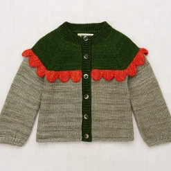 Scallop Yoke Cardigan in Seal Gray by Misha & Puff