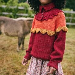 Scallop Yoke Sweater in Berry by Misha & Puff