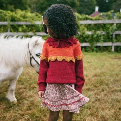 Scallop Yoke Sweater in Berry by Misha & Puff