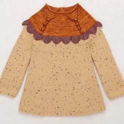 Scallop Yoke Tunic Dress in Camel Confetti by Misha & Puff - Last Ones In Stock - 4-8 Years