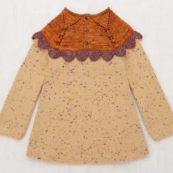 Scallop Yoke Tunic Dress in Camel Confetti by Misha & Puff - Last Ones In Stock - 4-8 Years