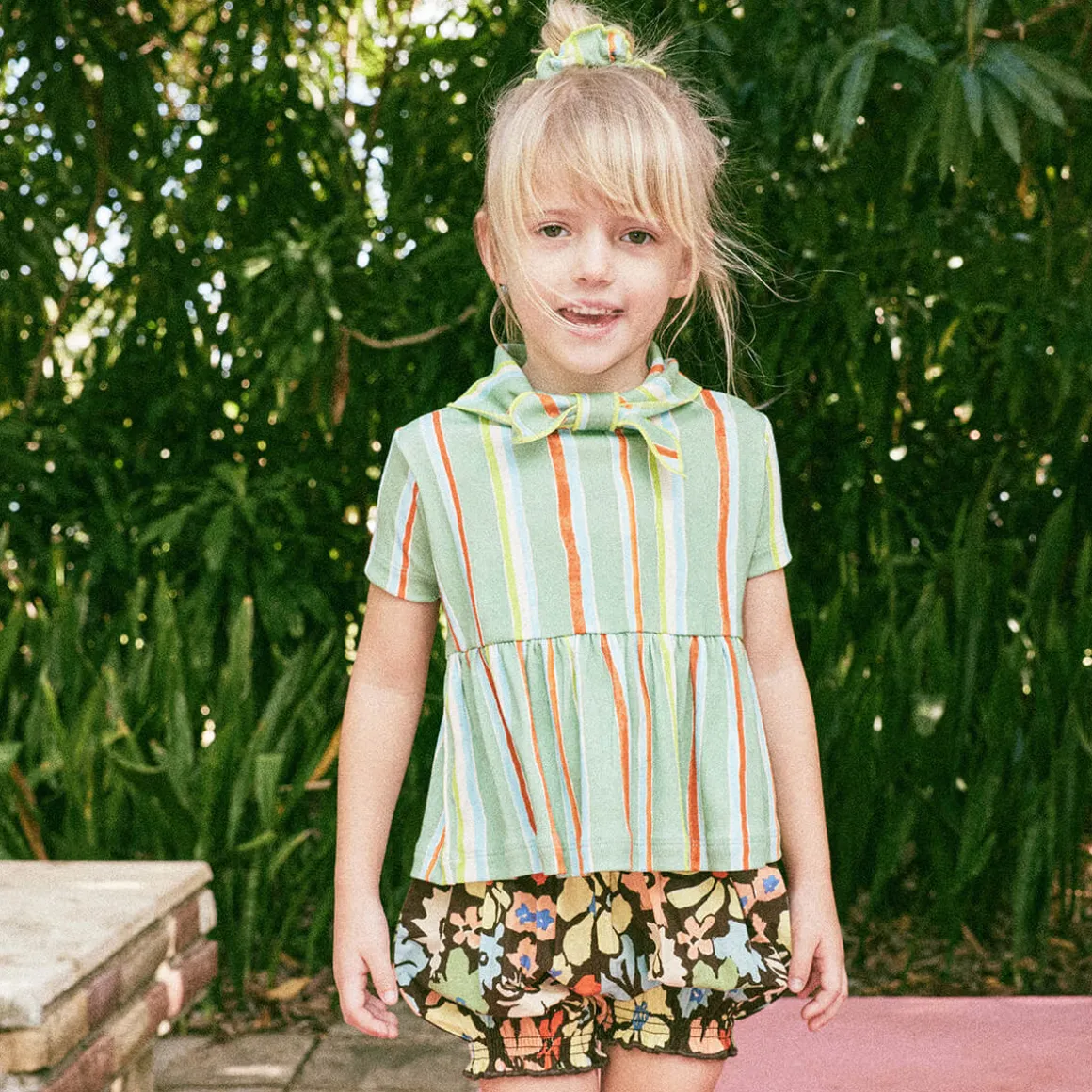 Scout Peplum Top in Mojave Watercolour Stripe by Misha & Puff