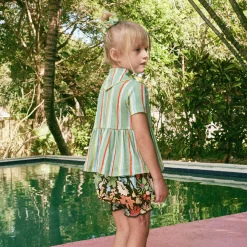 Scout Peplum Top in Mojave Watercolour Stripe by Misha & Puff